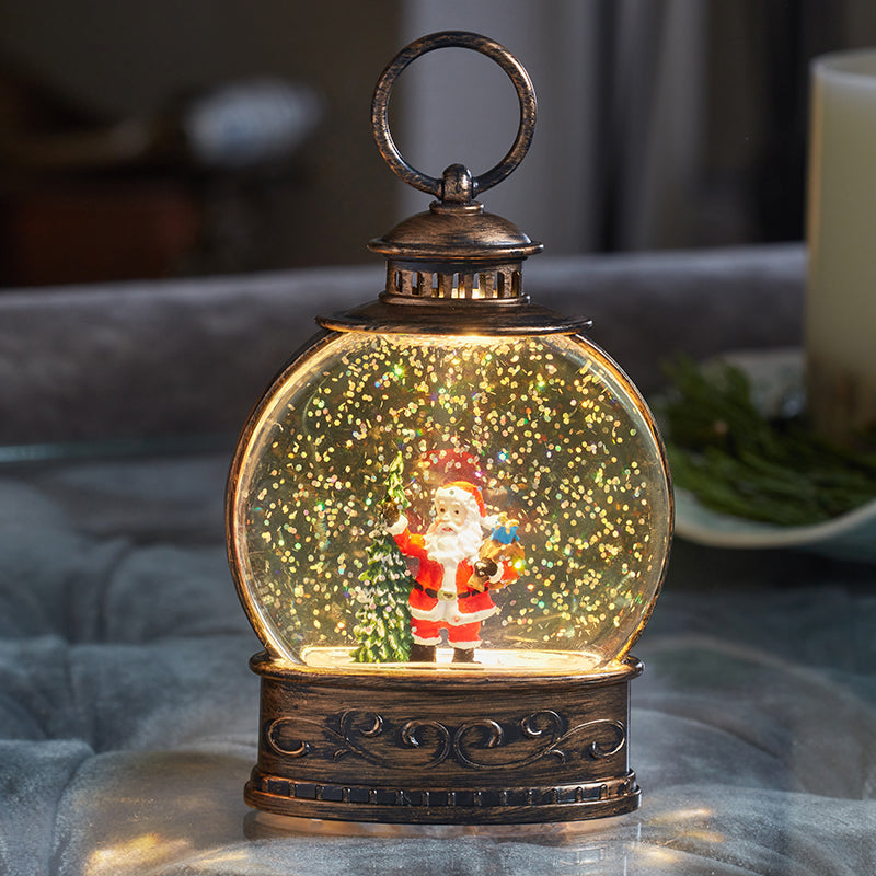Snow Swirl SantaDecor Lantern
