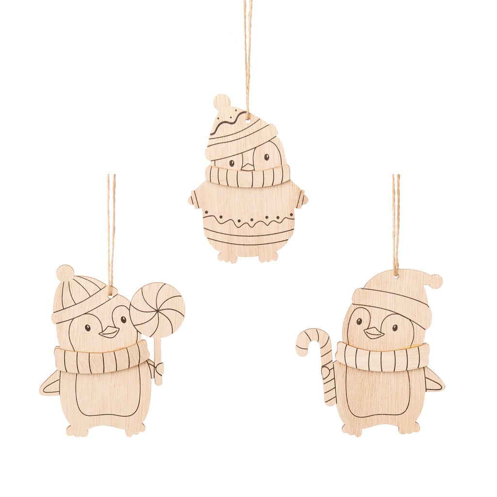 11cm Colour Your Own Penguin Hanging Dec
