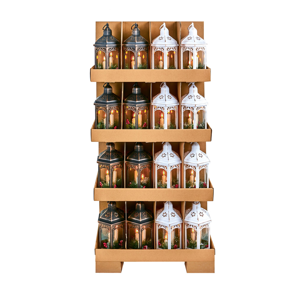 33cm Hexagonal Lantern with Triple Flickabrights