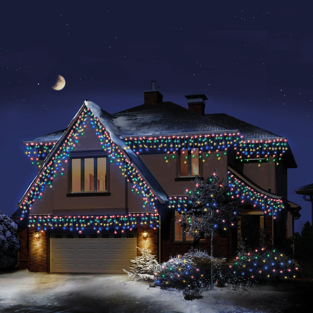 480 LED Snowing Icicles with Timer Multi Coloured