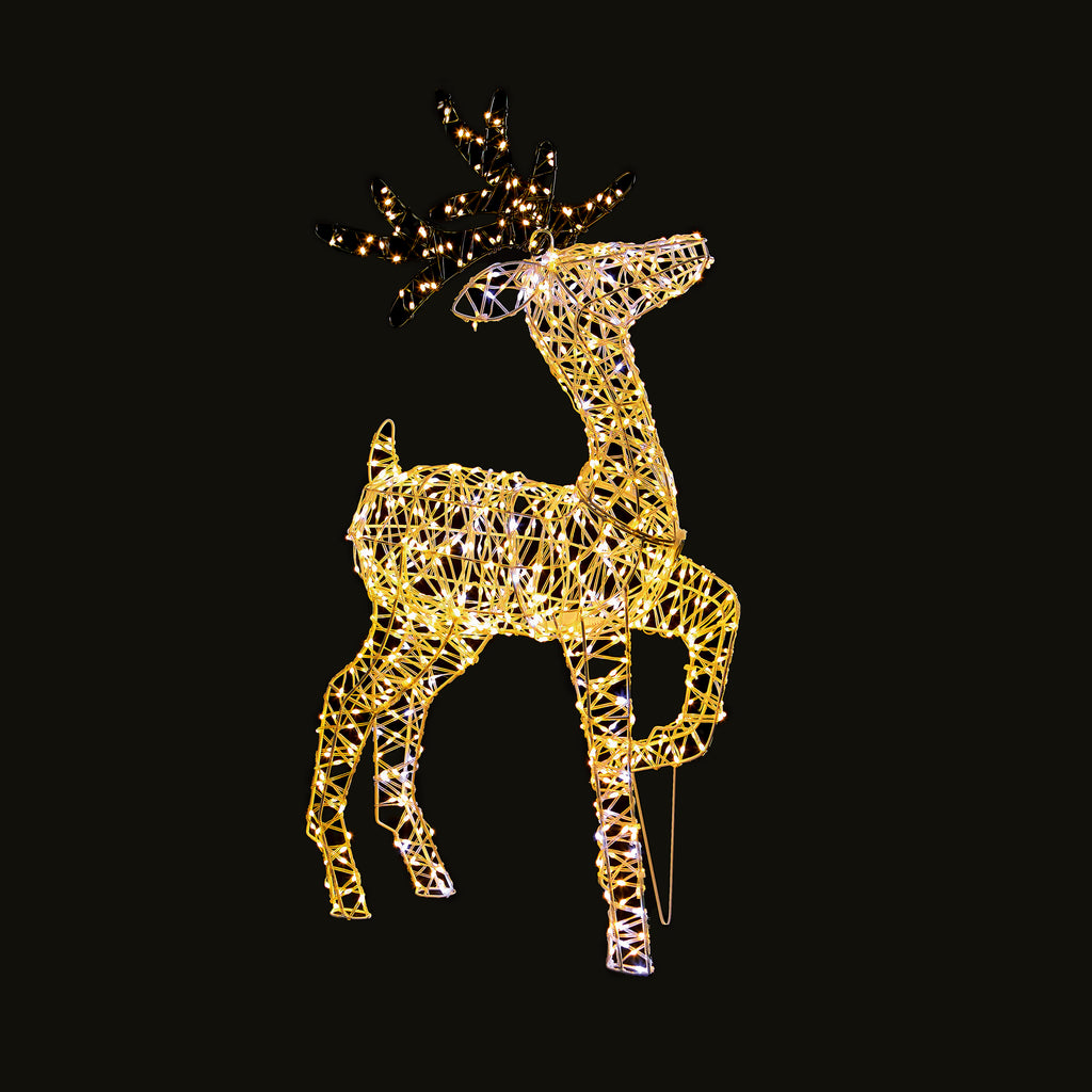 80cm White Metal Flexibrights Reindeer with 950 LEDs White / Warm White