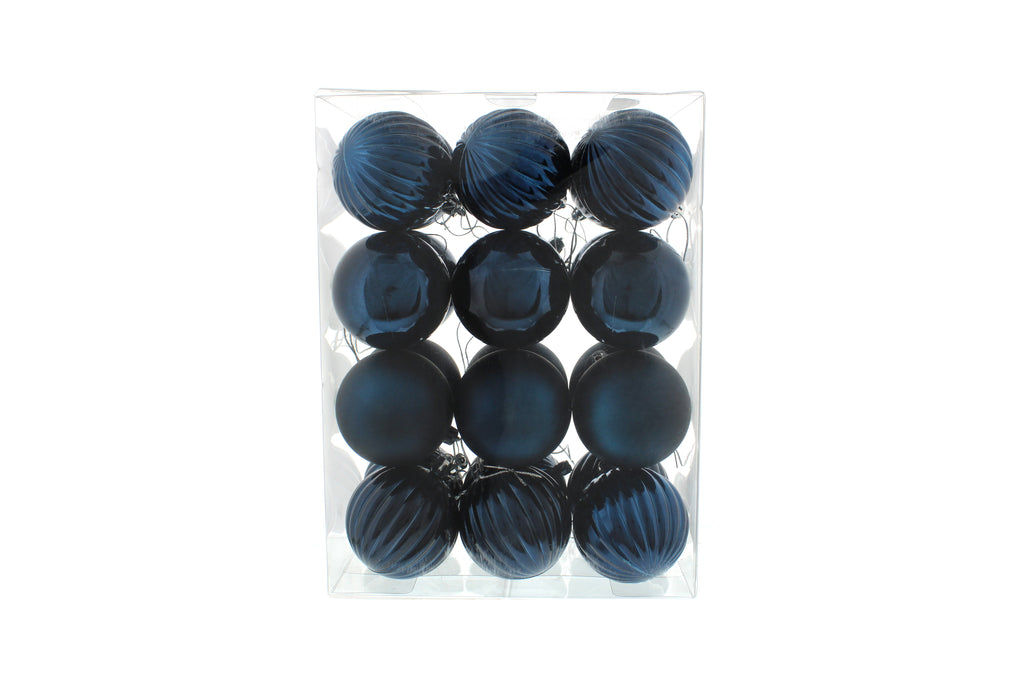Pack Of 24 X 7cm Mixed Finish Balls - Navy Blue