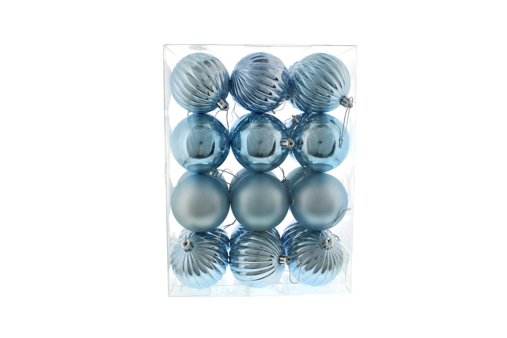 Pack Of 24 X 7cm Mixed Finish Balls - Ice Blue