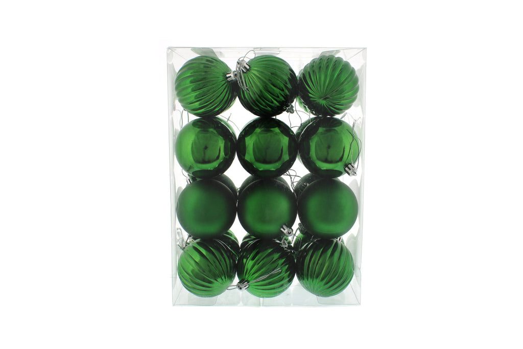 Pack Of 24 X 7cm Mixed Finish Balls - Rich Green