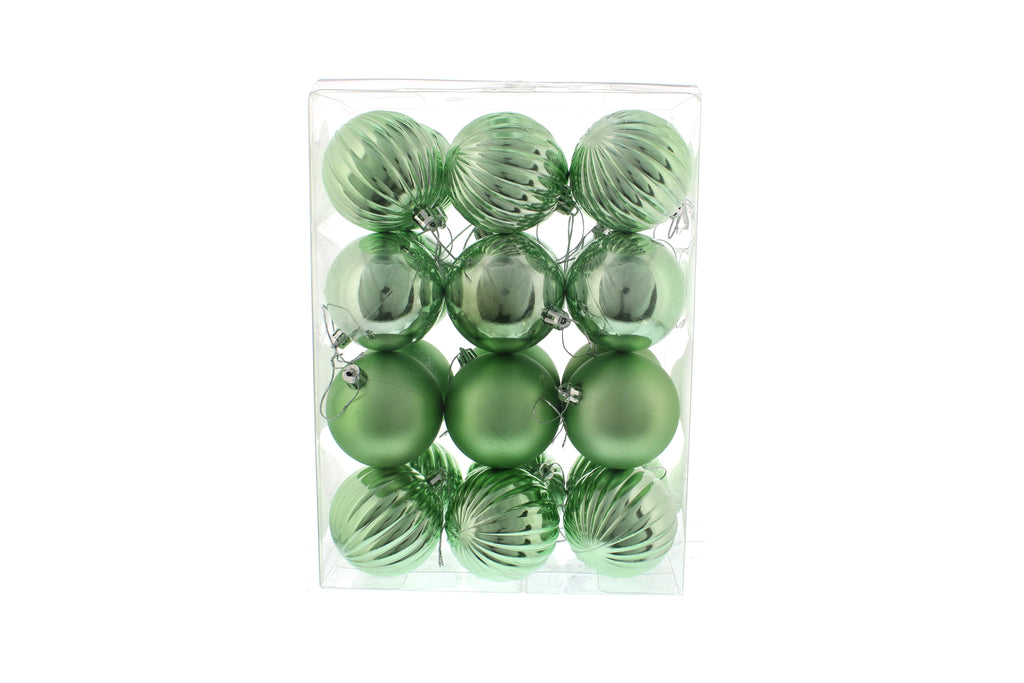 Pack Of 24 X 7cm Mixed Finish Balls - Sage Green