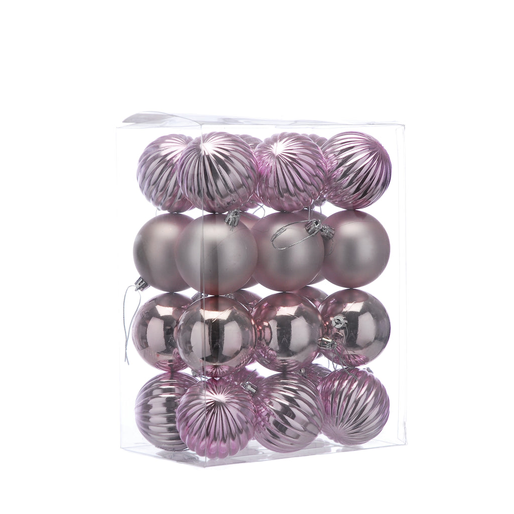 Pack Of 24 X 7cm Mixed Finish Balls - Pale Pink