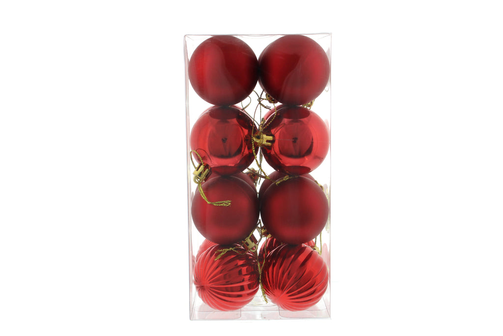 Pack Of 16 X 5cm Mixed Finish Balls - Red