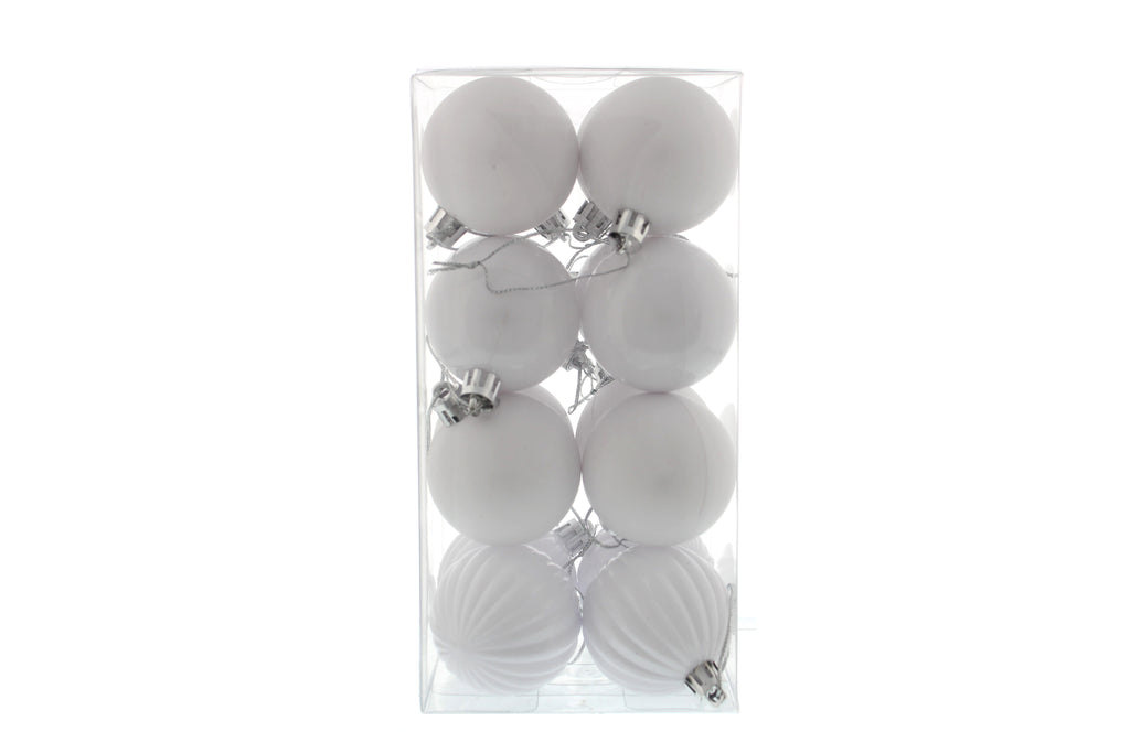 Pack Of 16 X 5cm Mixed Finish Balls - White