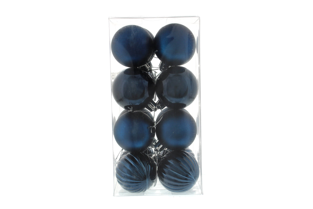 Pack Of 16 X 5cm Mixed Finish Balls - Navy Blue