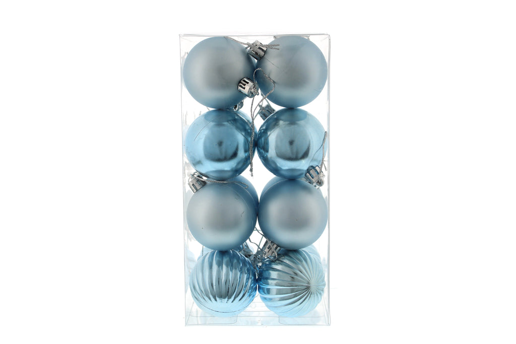 Pack Of 16 X 5cm Mixed Finish Balls - Ice Blue