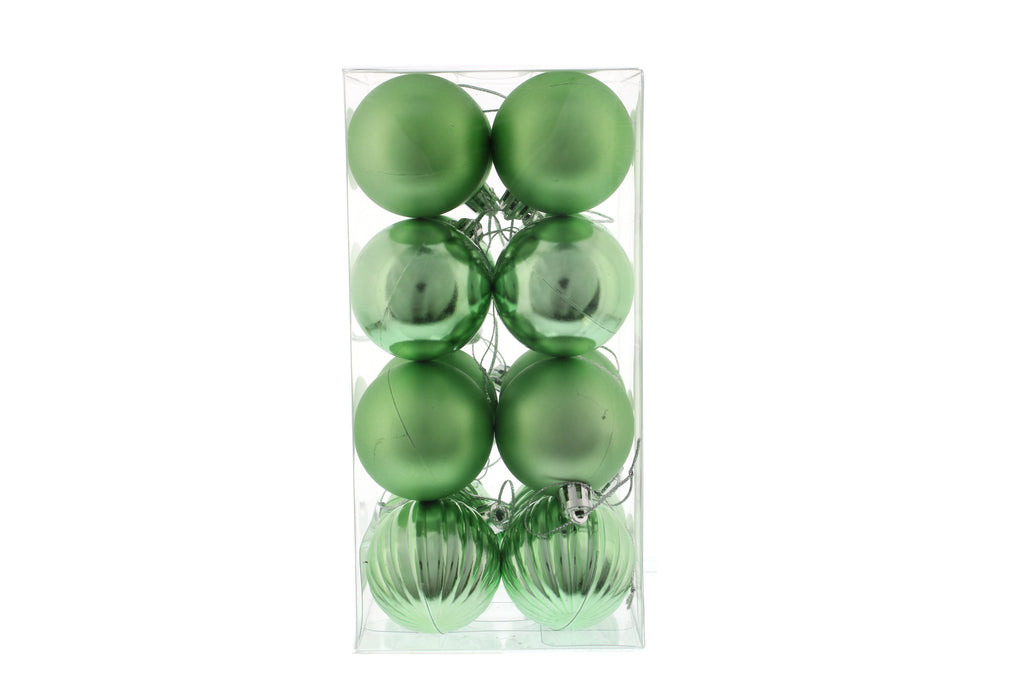 Pack Of 16 X 5cm Mixed Finish Balls - Sage Green