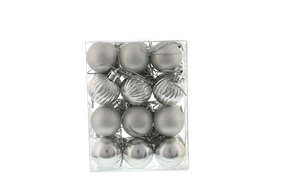 Pack Of 24 X 3cm Mixed Balls - Silver