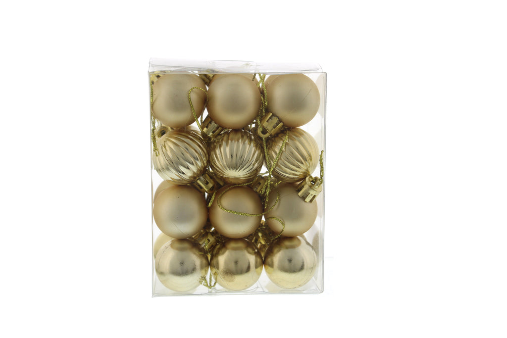 Pack Of 24 X 3cm Mixed Balls - Champagne Gold