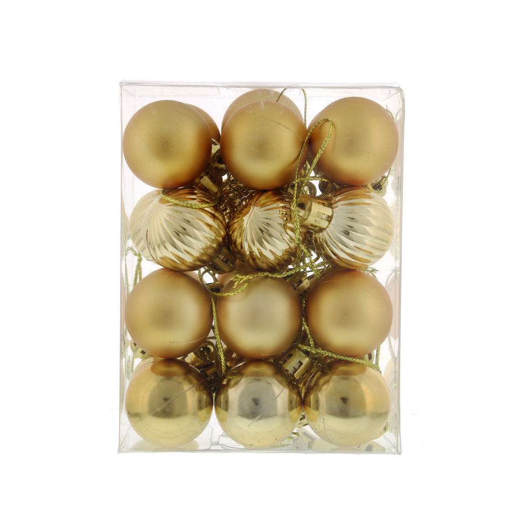 Pack Of 24 X 3cm Mixed Balls - Classic Gold