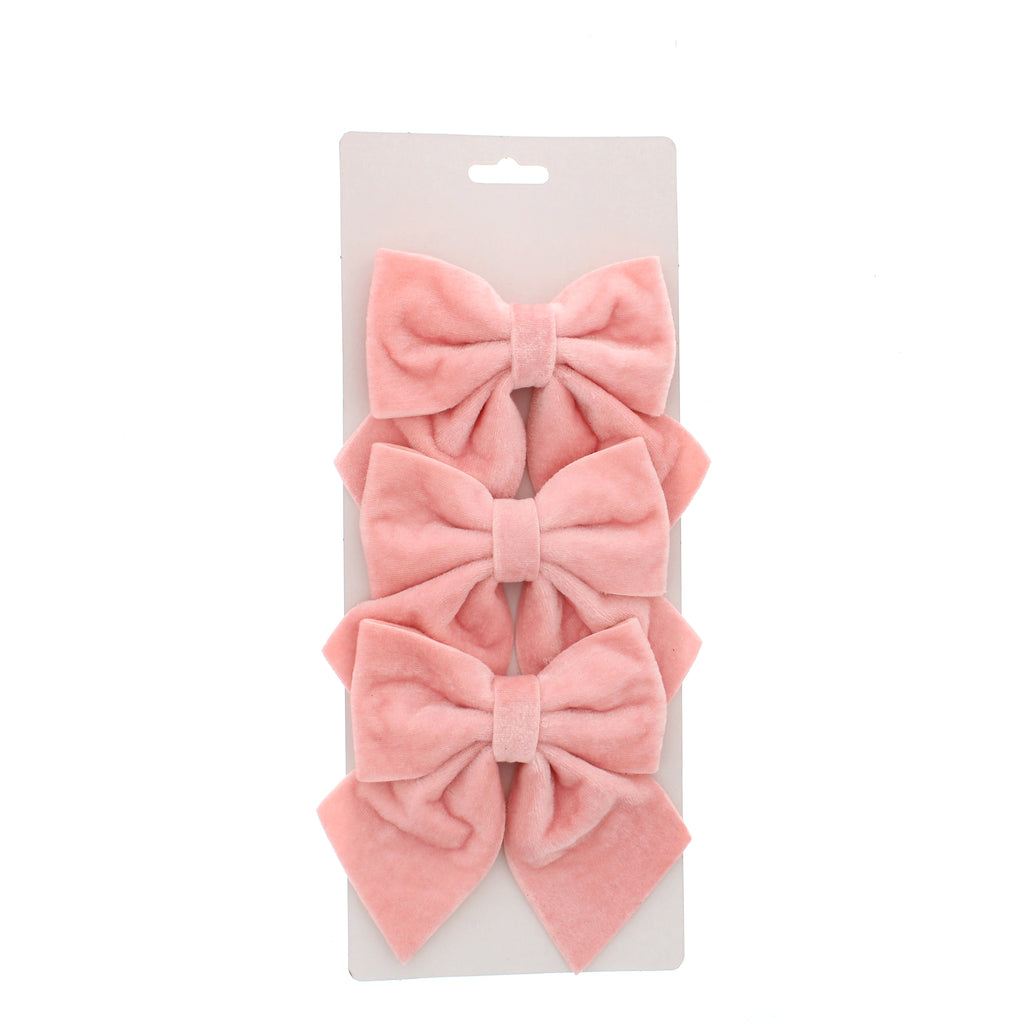 3pcs X 15cm Blush Pink Velvet Bows-Backing Card