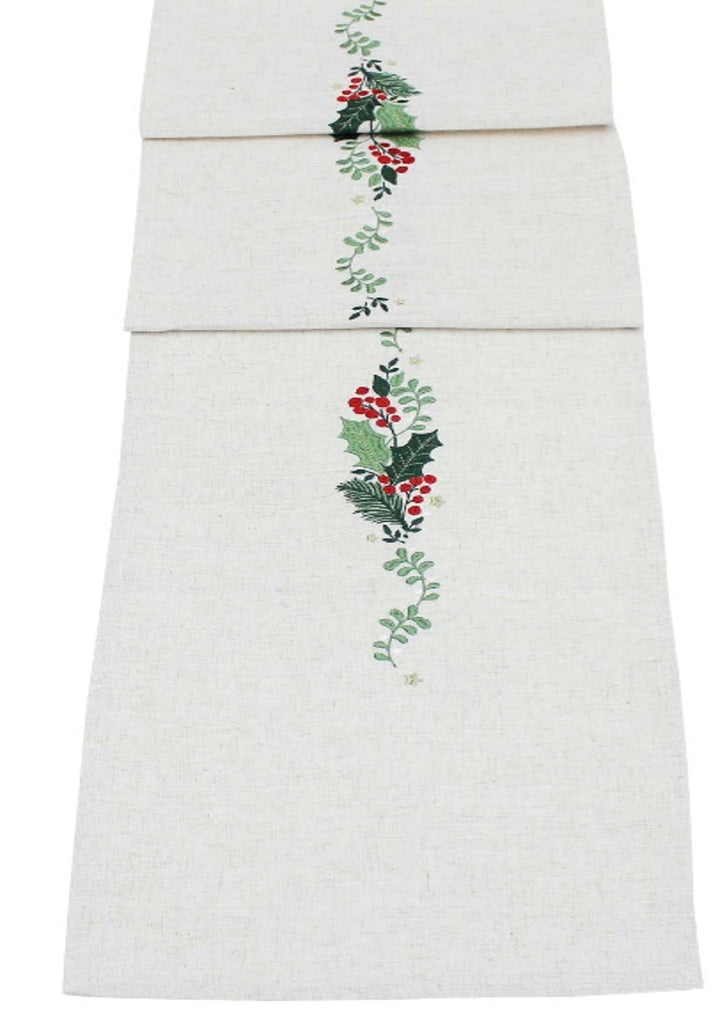 Winter Wreath Beige 14" x 75" Runner